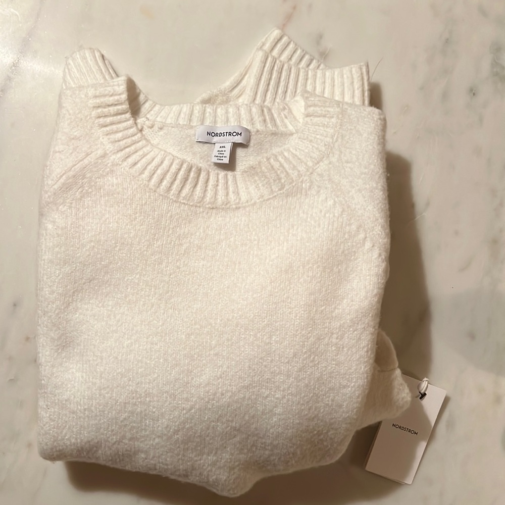 Nordstrom NWT ivory white cable knit wool blend oversized comfy sweater